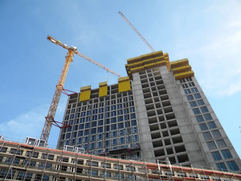 A concrete building under construction