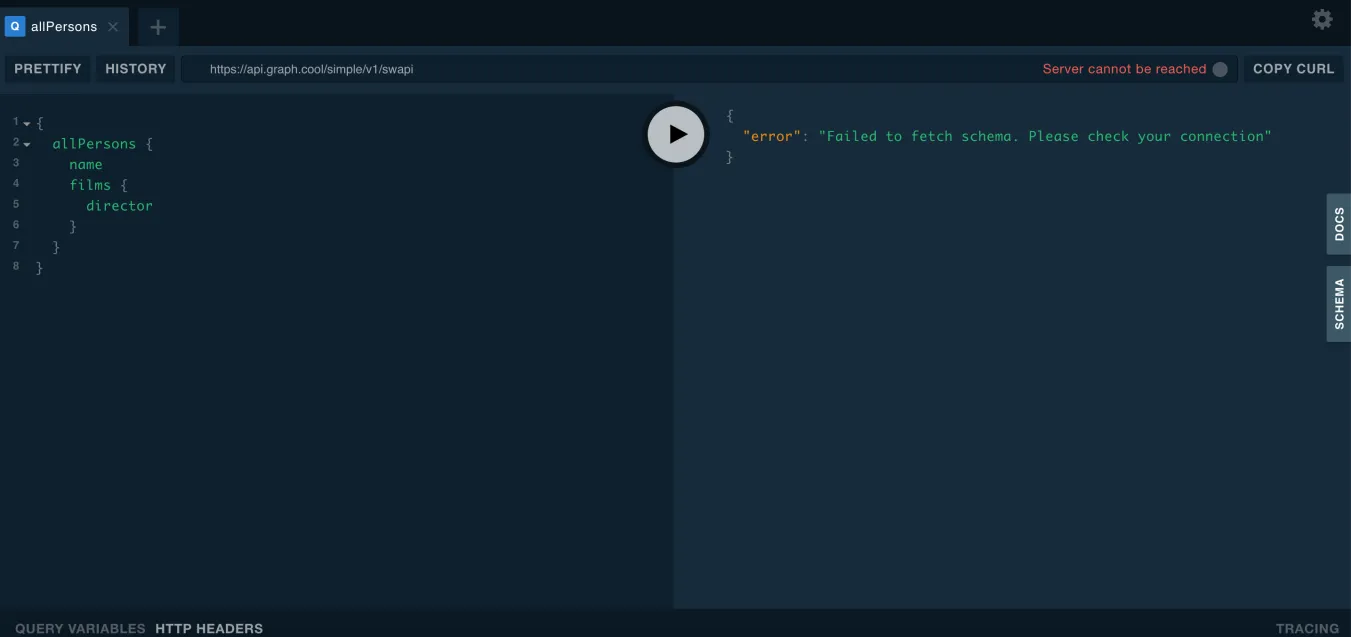 Inside of the GraphQL Playground