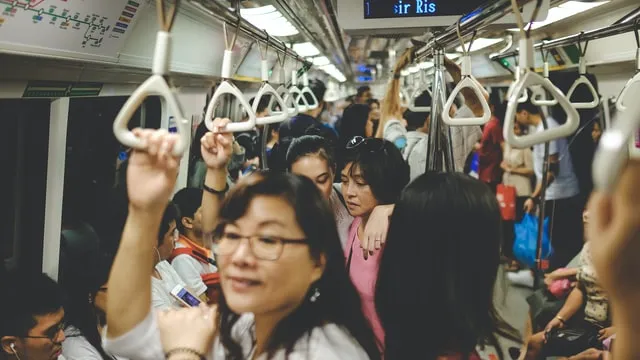Rush hour train commute