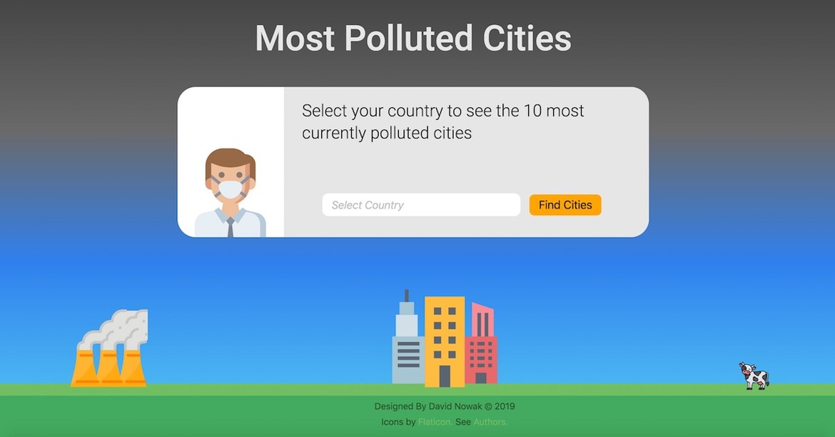 Screenshot of my 10 most polluted cities web app project