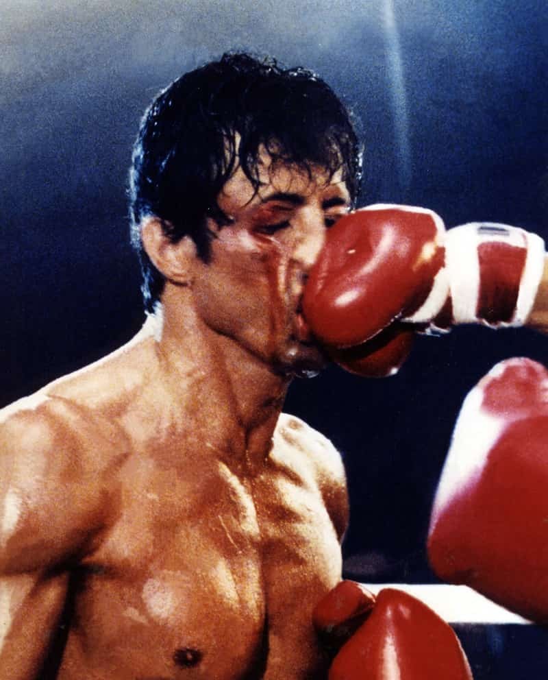 Rocky getting punched in the face in Rocky 4