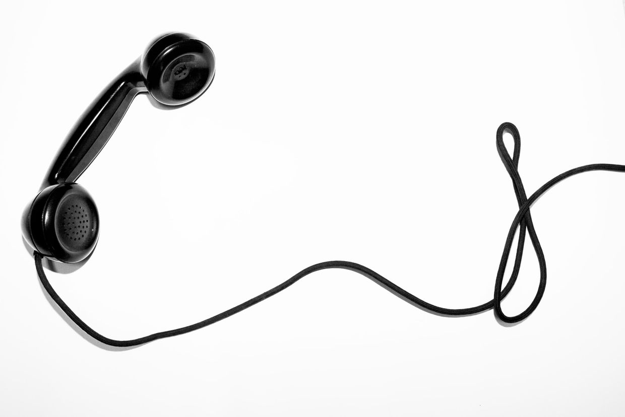 Old phone with a long line