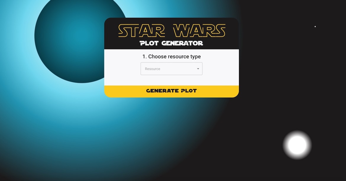 Screenshot of my Star Wars Random Plot Generator web app project