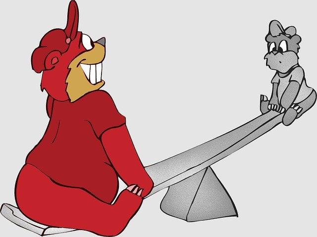 A seesaw going up and down representing the volatile trading results